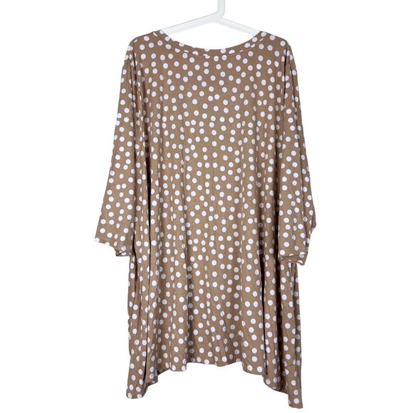 Plus Size Jessica London Polka Dot Swing Tunic Top 4X 26/28 Neutral Taupe - Picture 3 of 4